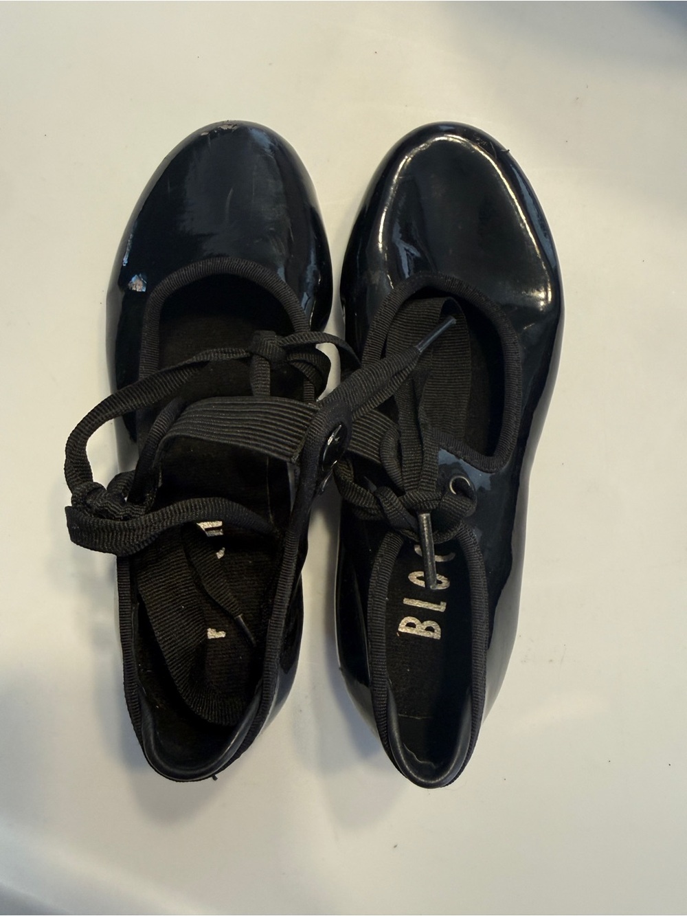 Bloch Girls Size 4H Black Patent Lace-Up Techno Tap Shoes
